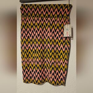 LuLaRoe Zigzag Pencil Skirt in Pink and Yellow